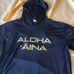 Black Haie Hawaii Hoodie with Aloha 'Āina Print UPF protection Size 2XL